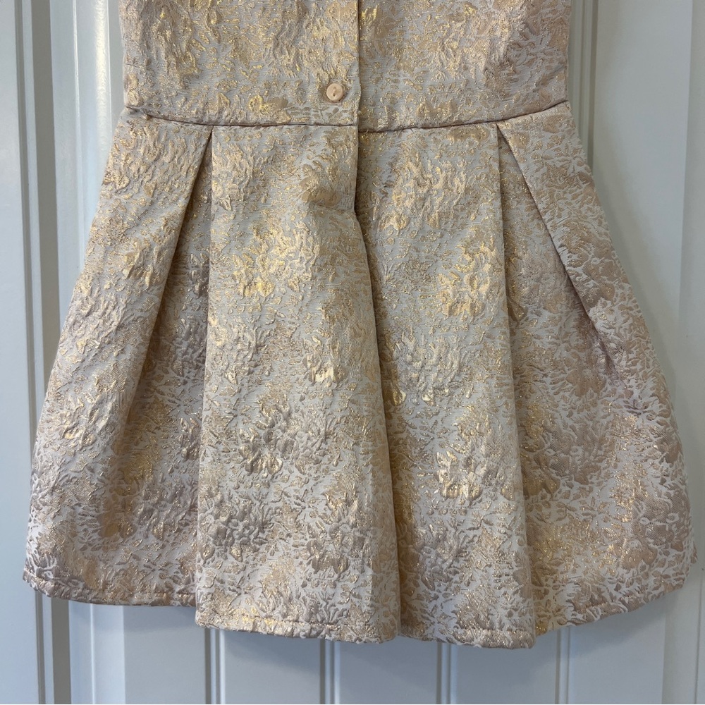 Carter's Elegant Gold and Cream Embossed Floral Dress Girl’s 4T - Picture 9 of 16